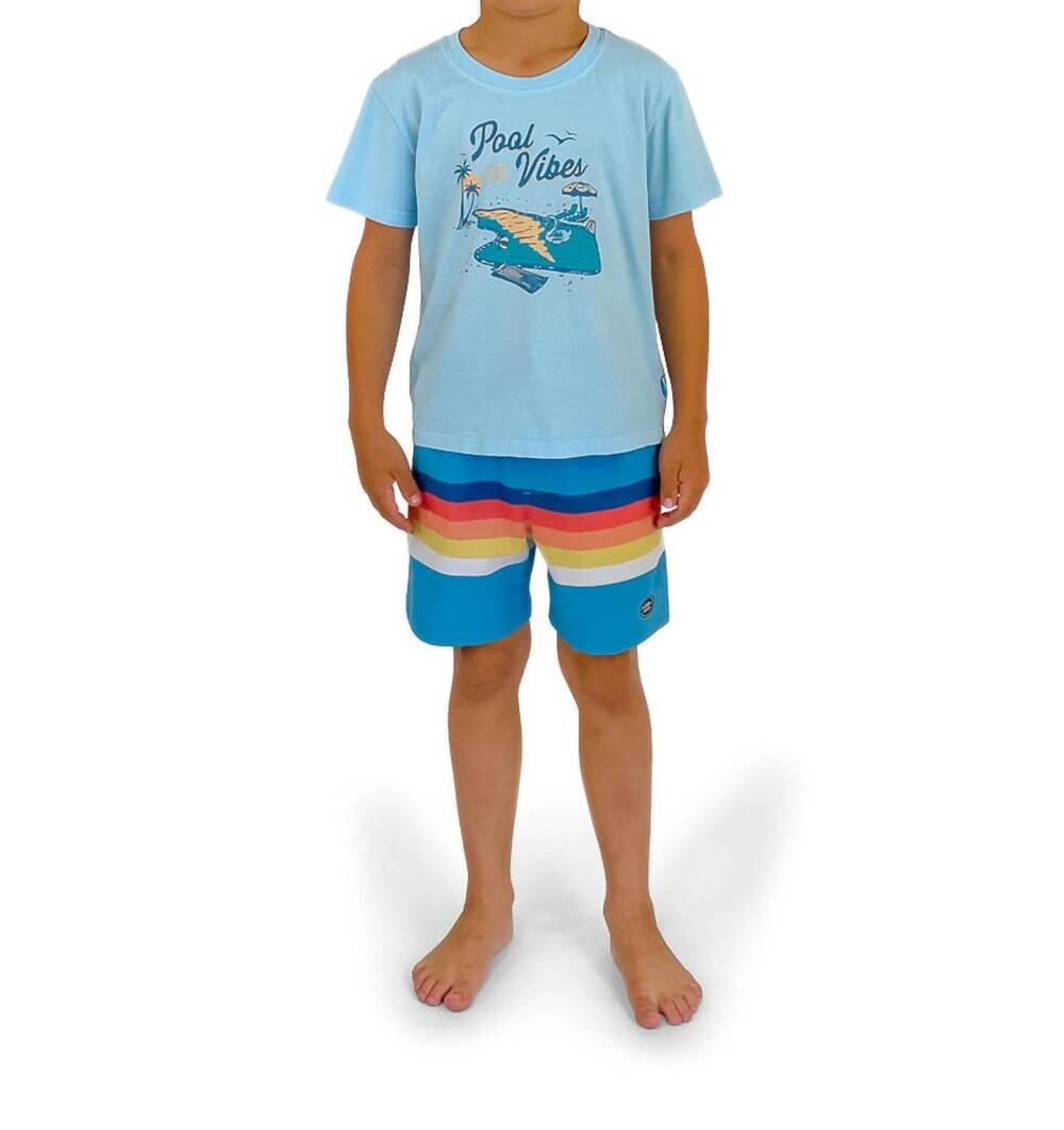 NEW FEATHER 4 ARROW vintage stripe swim trunk in blue